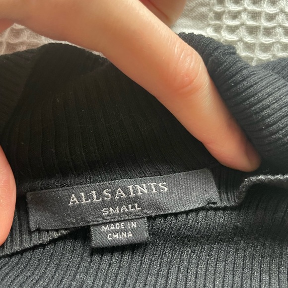 All Saints ribbed cropped black turtle neck sweater - Picture 2 of 3